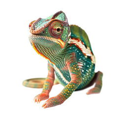 Obraz premium Beautiful Chameleon Isolated. Transparent PNG.