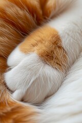 Experience the Softness - A Detailed Close-up of a Cat's Paw, Showcasing the Comfort and Cuteness of a Domesticated Pet in Every Strand of Fur