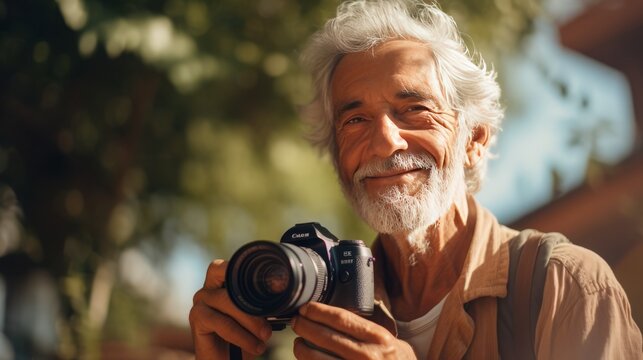 portrait of a senior man, enjoying outdoor activity