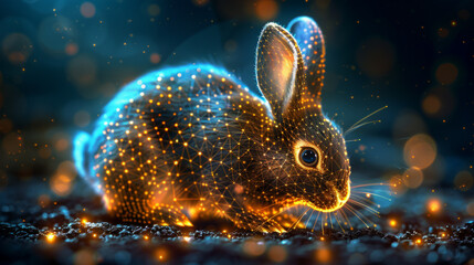 Digital Easter Bunny Glowing in the Dark - obrazy, fototapety, plakaty