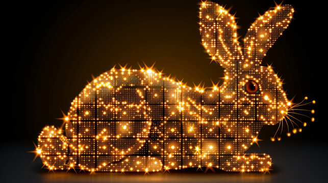 Digital Easter Bunny Glowing in the Dark