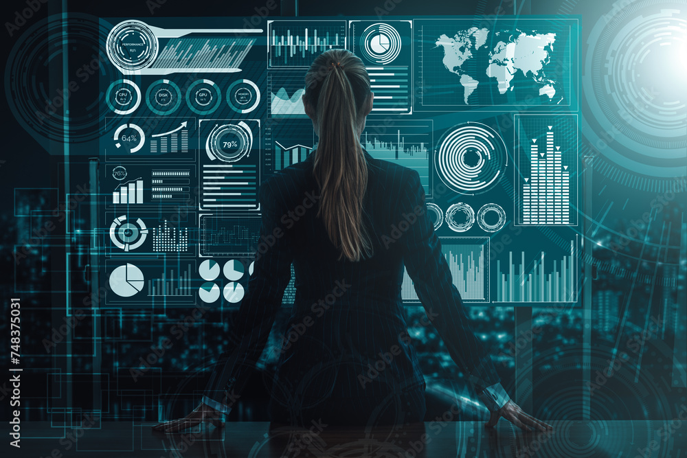 Aufkleber big data technology for business finance analytic concept. modern interface shows massive informatio
