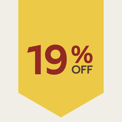 19% discount label. for sale. promotion. special offer promotion. discount percentage. vector flat design. nineteen percent