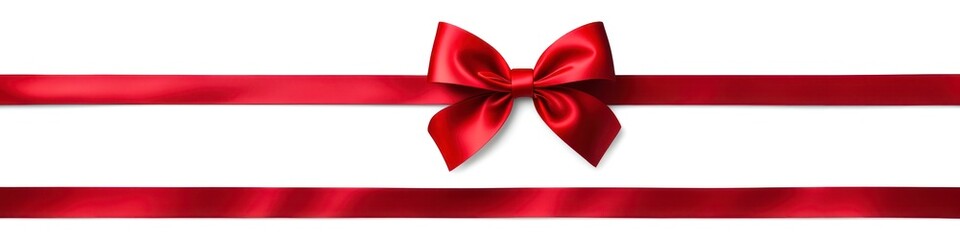 Red satin ribbon and bow for decorating gifts, isolated on white background 