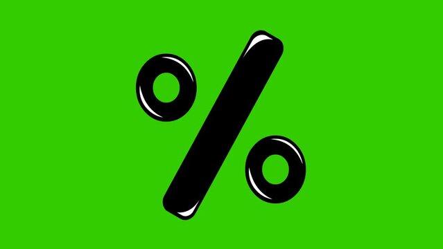 video animation percentage symbol, on a green chroma key background