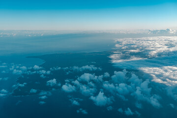 Aerial photography of Honolulu to Kahului from the plane.  Molokai is the fifth most populated of...