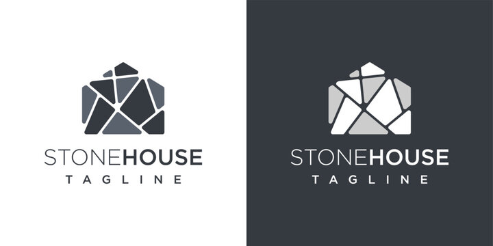 stone house logo vector icon illustration. brick or stone house logo design template elements