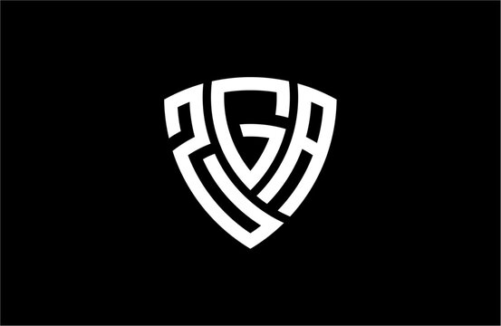 ZGA creative letter shield logo design vector icon illustration