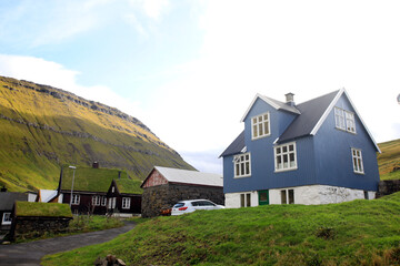 Fototapeta na wymiar The beautiful scenery of the Faroe islands at Elduvik