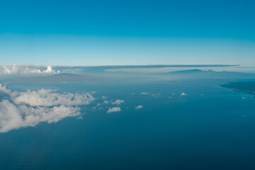 Maui、Lanai with Molokai island, Hawaii. Aerial photography of Honolulu to Kahului from the plane.