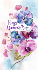 Bouquet of flowers for 8 March, "Happy Women's Day"