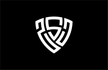 ZSJ creative letter shield logo design vector icon illustration