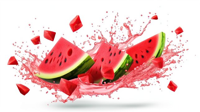 Watermelon juice. with splash of watermelon juice,transparent background