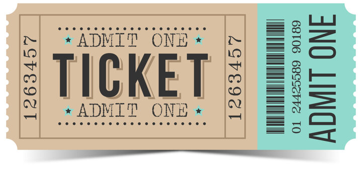 Ticket admit one retro template blue	
