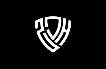 Naklejka premium ZJH creative letter shield logo design vector icon illustration
