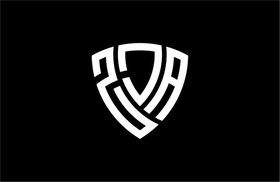 ZJA creative letter shield logo design vector icon illustration