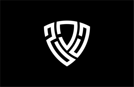 ZJJ creative letter shield logo design vector icon illustration