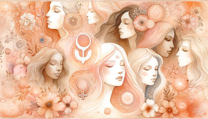 Peach Tones of Unity: Watercolor Reflections on International Women's Day