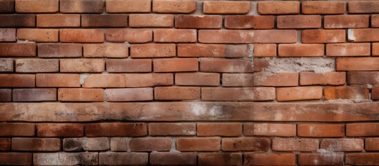 The image depicts a brick wall with no mortar, showcasing vintage terracotta blocks. The bare construction creates a grungy and textured surface, revealing the intricate pattern of the blocks.