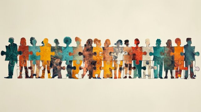 Diverse puzzle of multiracial people generative ai