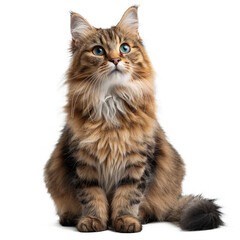 long hair siting cat isolated on transparent background, element remove background, element for...