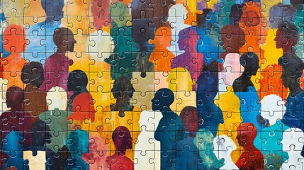Diverse puzzle of multiracial people generative ai