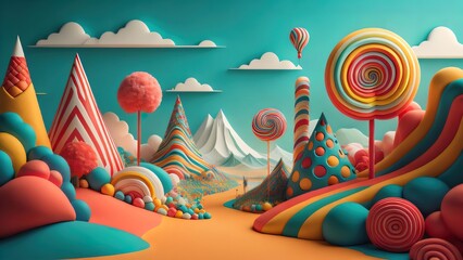 Candyland colorful 3d shape candy background
