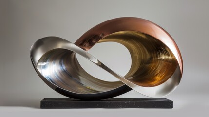Polished Abstract Metal Sculpture Reflecting Light and Shadow