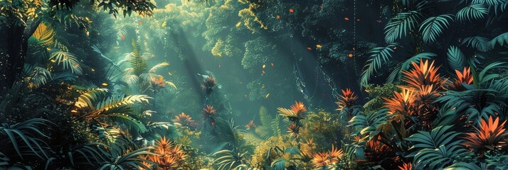 Obraz na płótnie Canvas Beautiful jungle landscape in the morning.