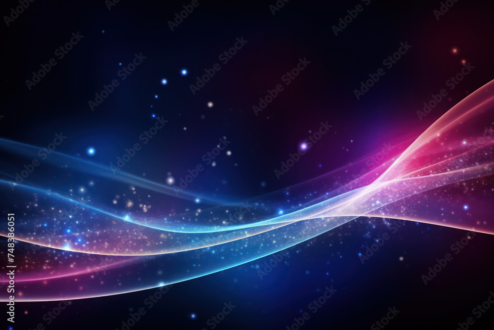 Poster glowing futuristic waves: a dynamic abstract design with illuminated lines and vibrant blue shades a