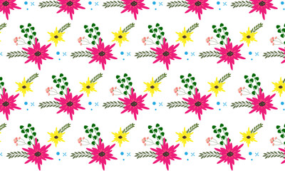 Seamless spring pattern with flowers. Vector floral colorful pattern on white background