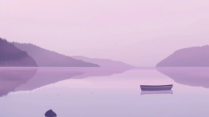 Tranquil Anime Lakeside Scene in Lavender and Lilac Tones