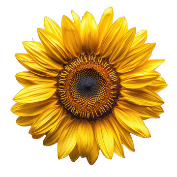 Sunflower flower isolated on transparent background, element remove background, element for design