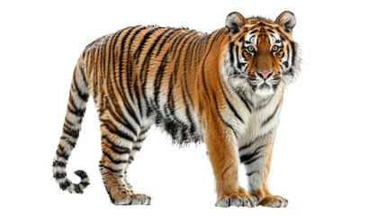 Obraz premium Tiger standing isolated on transparent background, element remove background, element for design