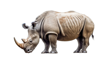 white rhinoceros is standing isolated on transparent background, element remove background, element for design