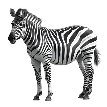 Zebra is standing isolated on transparent background, element remove background, element for design