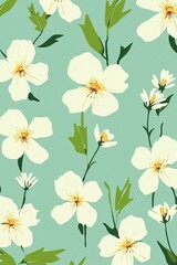 Obraz premium a pattern of white flowers on a blue background
