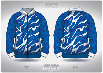 EPS jersey sports shirt vector.white lightning in blue smoke pattern design, illustration, textile background for sports long sleeve sweater.eps