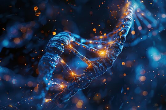 Close up Blue chromosome DNA concept chemical concept 3D rendering science medical Deoxy ribonucleic acid transmits genetic information