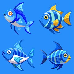 Fototapeta premium fish, blue and yellow colors, illustration