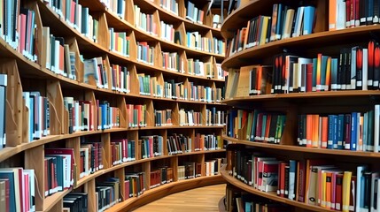 Round bookshelf in public library