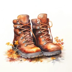 a painting of a pair of brown boots