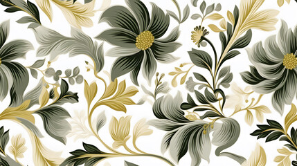 Green gold luxury modern abstract seamless background. Tile leaves for the wall.