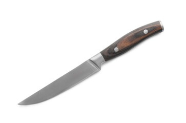 One sharp knife isolated on white, top view