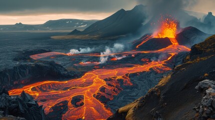 Obraz premium Volcanic eruption generative ai