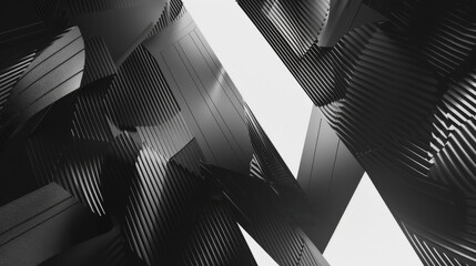 Contemporary Anime Art - Monochrome Abstract Patterns.