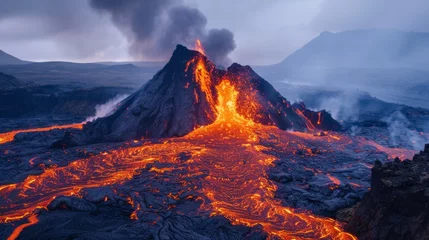 Foto op Canvas Volcanic eruption generative ai © Francheska