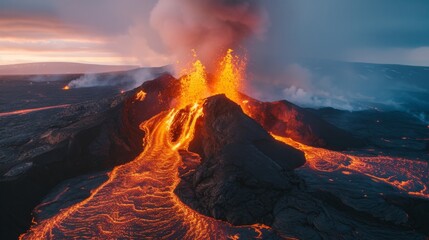 Fototapeta premium Volcanic eruption generative ai