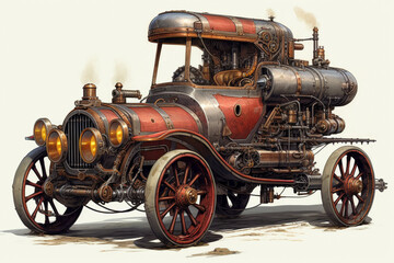 Fototapeta na wymiar Steampunk Vehicle Illustration Collection