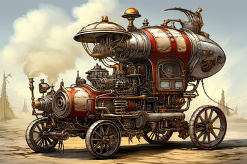 Fototapeta na wymiar Collection of Steampunk Vehicle Illustrations